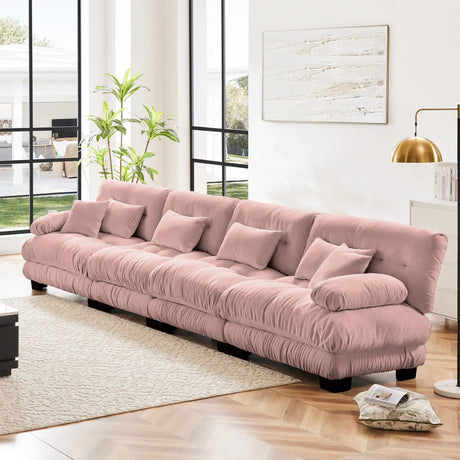 Chenille Sofa - Pink - Furniture Home Direct