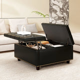 Large Square Storage Ottoman With 2 Storage Doors - Furniture Home Direct