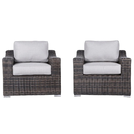 Modern Patio Chair With Cushions (Set of 2) - Brown - Furniture Home Direct