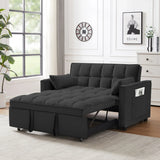 Modern Velvet Convertible Loveseat Futon Sofa With Pullout Bed, Reclining Backrest - Furniture Home Direct