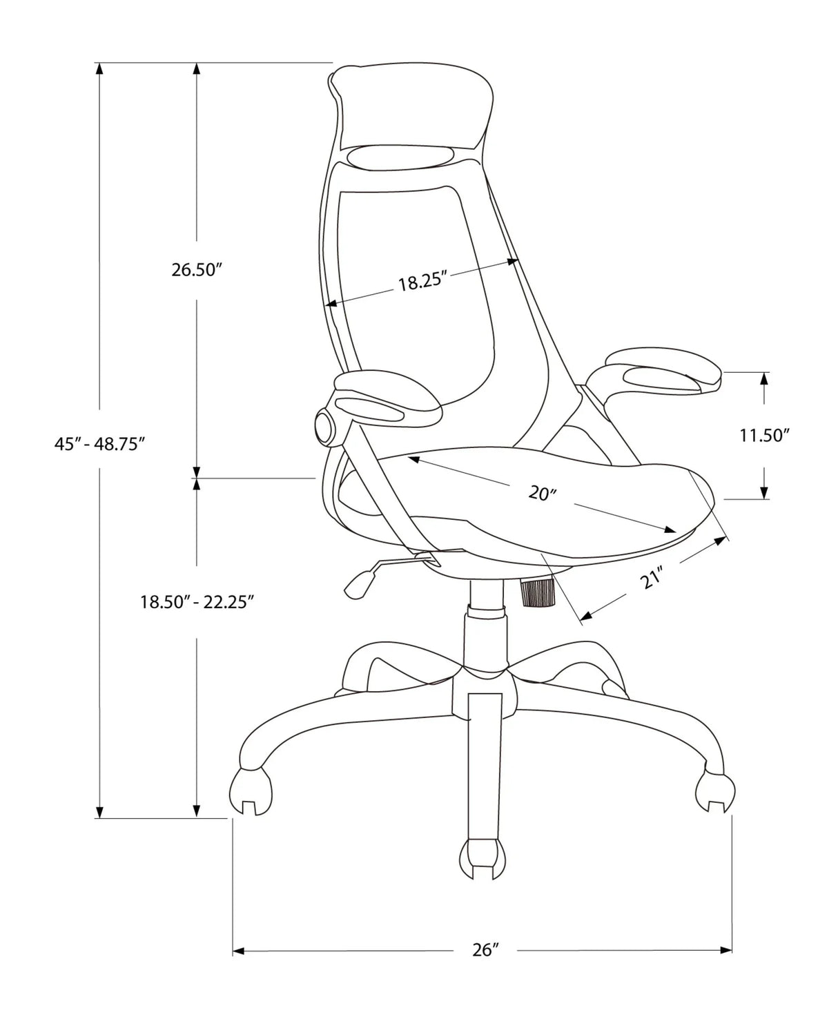 Office Chair, Adjustable Height, Swivel, Ergonomic, Armrests, Contemporary & Modern - Furniture Home Direct