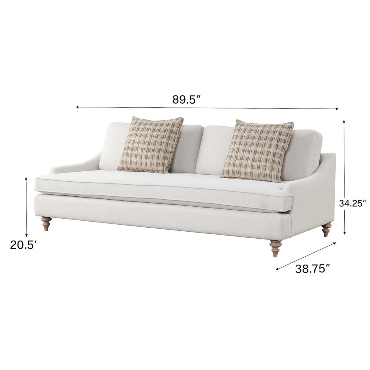 Sofa Single Reverable Cushion With 2 Pillows - Off White - Furniture Home Direct
