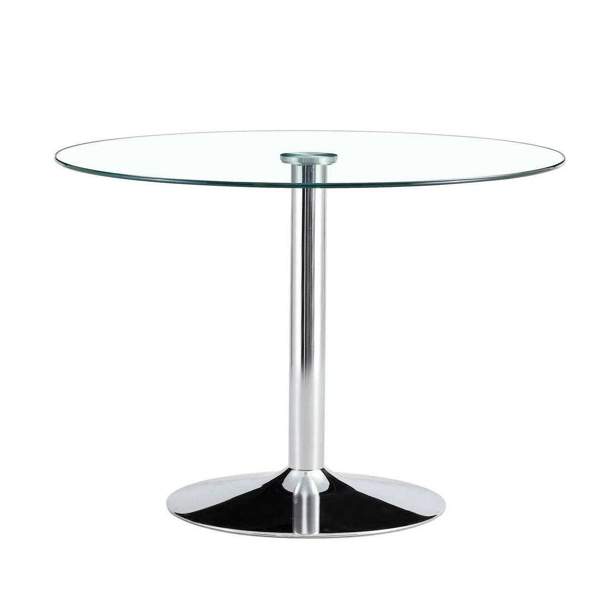 Dining Table Round Glass Top With Chrome Pedestal Silver - Furniture Home Direct