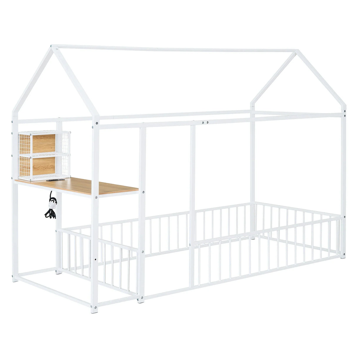 House Frame With Desk, Shelves, Power Outlets And USB Ports - Furniture Home Direct