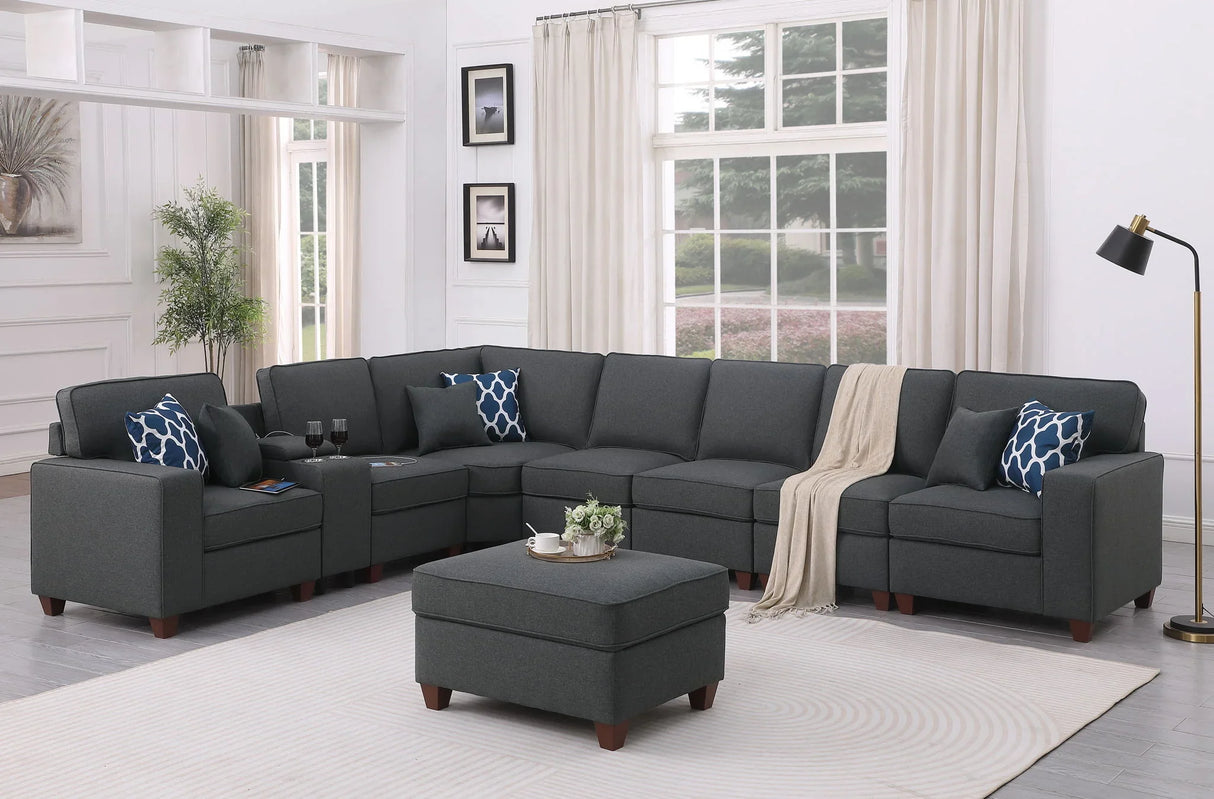 Hannah - Sectional Sofa With Ottoman - Dark Gray - Furniture Home Direct