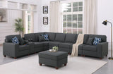 Hannah - Sectional Sofa With Ottoman - Dark Gray - Furniture Home Direct