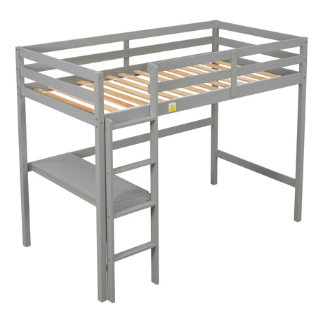 Loft Pine Wood Bed With Built-In Desk, Safety Guardrails, Ladder - Furniture Home Direct