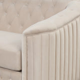 Modern 3-Piece Velvet Upholstered Living Room Set Including Sofa, Love Seat and Chair, Beige - Furniture Home Direct