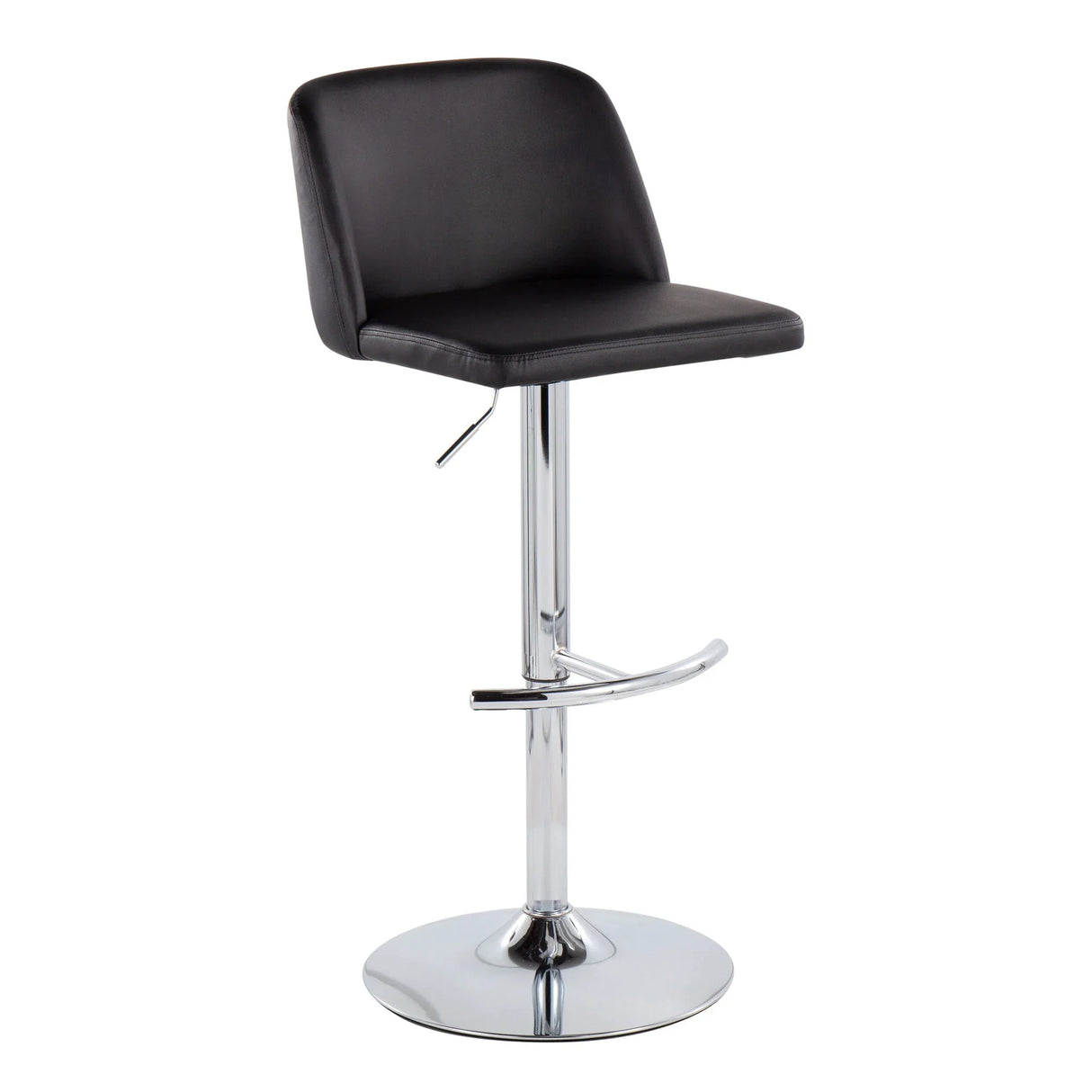 Toriano - Contemporary Adjustable Barstool With Swivel & Rounded T Footrest (Set of 2) - Furniture Home Direct