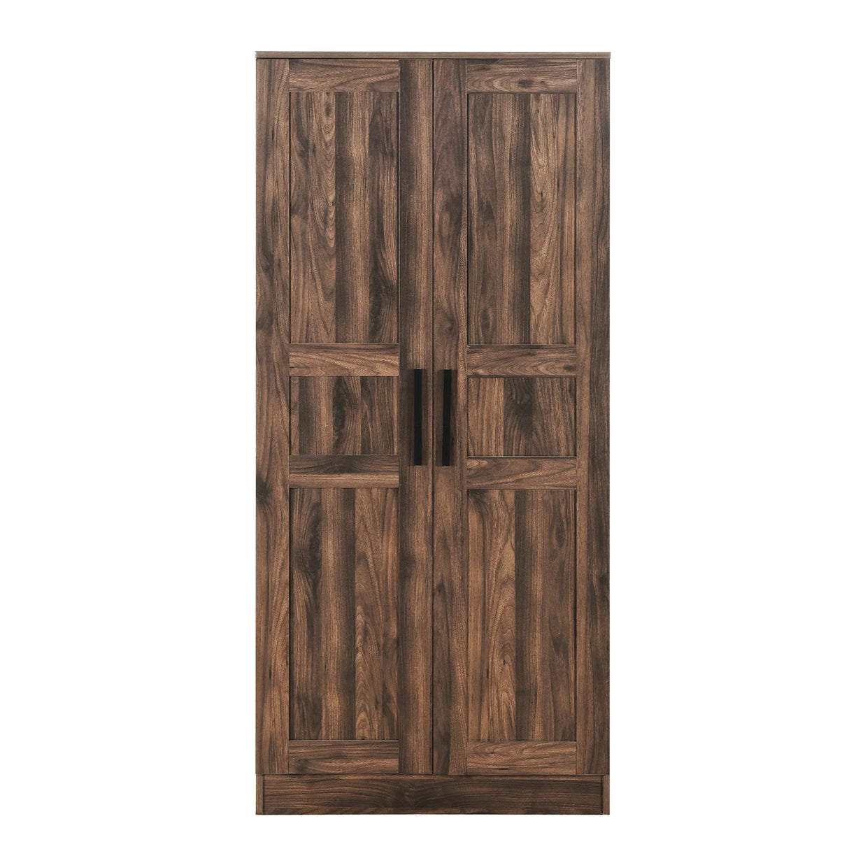 2-Door Wardrobe Armoire with LED and 4 Storage Shelves, Brown - Furniture Home Direct
