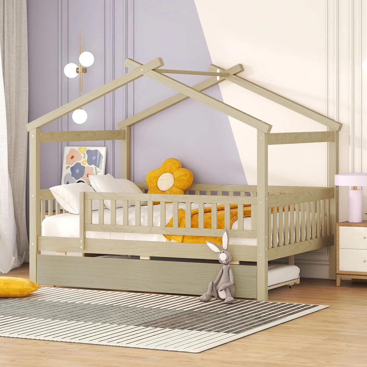 Creativity House Bed With Twin Size Trundle - Furniture Home Direct