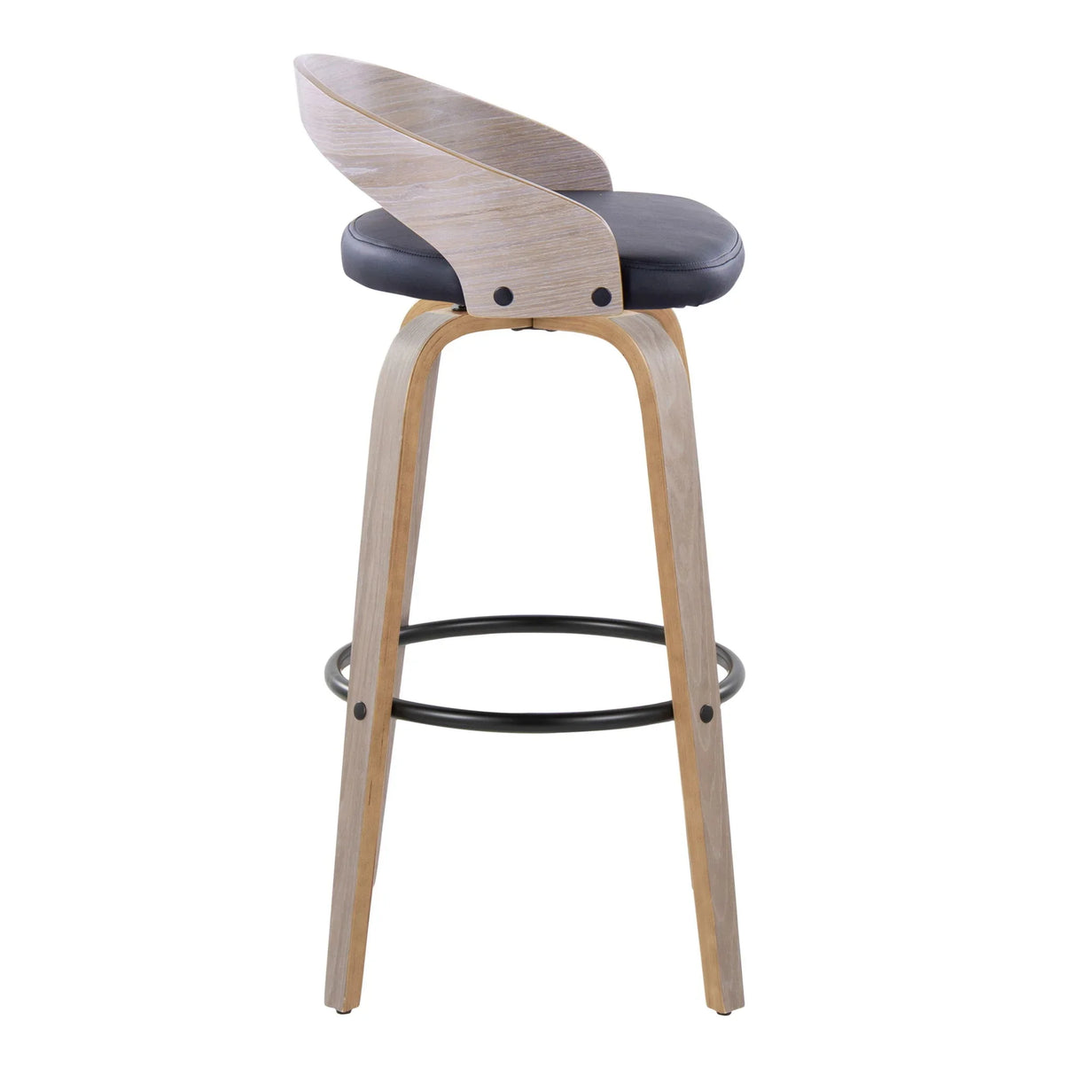 Grotto - Contemporary Fixed Height Barstool With Swivel With Round Footrest (Set of 2) - Furniture Home Direct