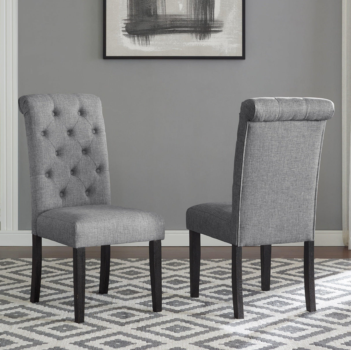 Dining Set Wood Table With Hairpin Legs Six Chairs Gray - Furniture Home Direct