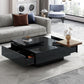 Movable Square Top Coffee Table With 4 Hidden Storage Drawers - Furniture Home Direct