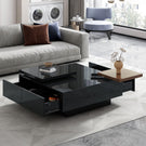 Movable Square Top Coffee Table With 4 Hidden Storage Drawers - Furniture Home Direct