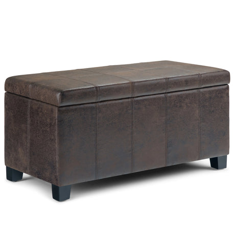 Dover - Storage Ottoman Bench - Distressed Brown - Furniture Home Direct