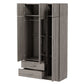 Modern 3 Door Mirror Wardrobe With 2 Drawers And Top Cabinet - Furniture Home Direct