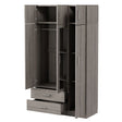 Modern 3 Door Mirror Wardrobe With 2 Drawers And Top Cabinet - Furniture Home Direct