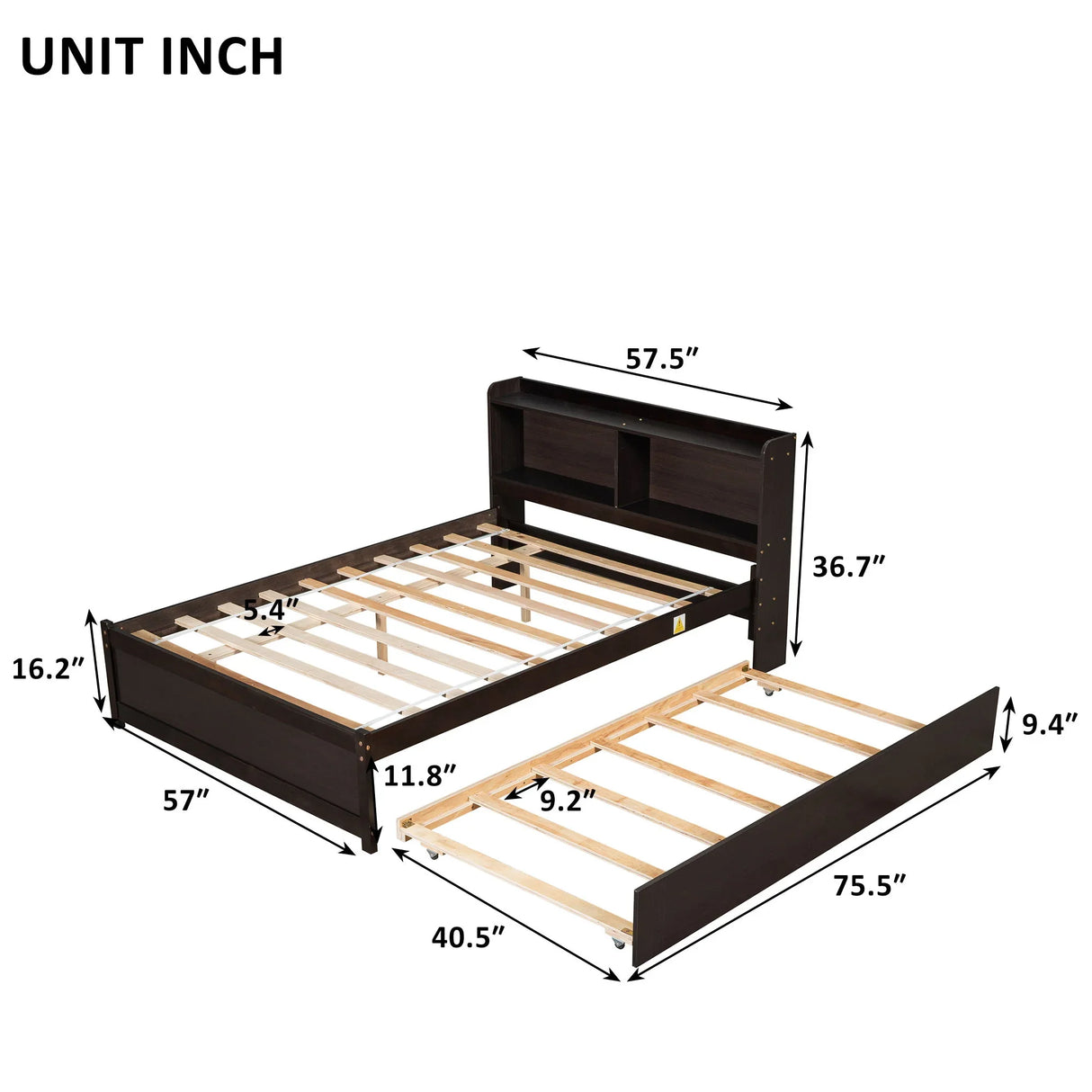 Full Bed With Trundle, Bookcase - Furniture Home Direct