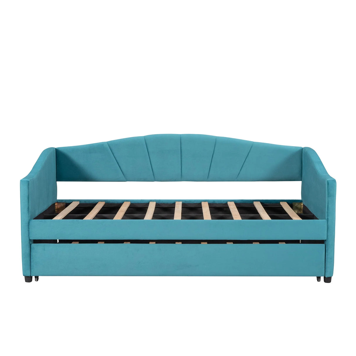 Upholstered Daybed Sofa Bed With Trundle Bed And Wood Slat - Furniture Home Direct