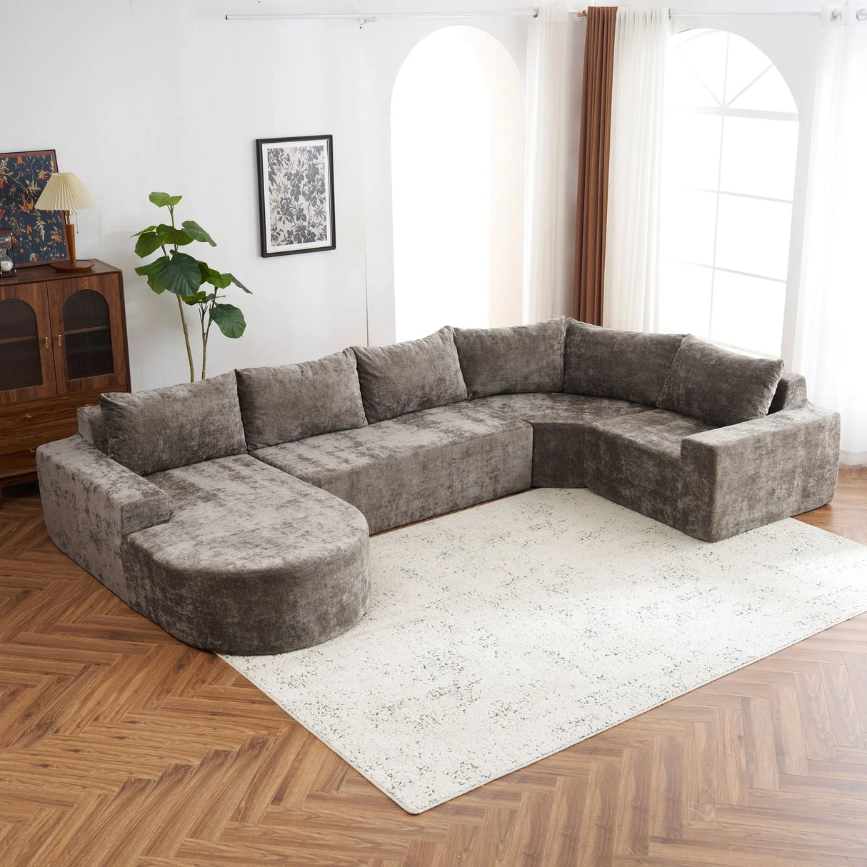 U-Shaped Oversized Modular Cloud Sectional Sofa With Deep Seat For Living Room - Furniture Home Direct
