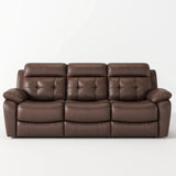 Genuine Leather Non Power Reclining Sofa With Drop Down Table, Stainless Steel Cupholders And Magazine Bag - Furniture Home Direct