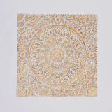 Floral Hand Carved Mandala Square Wall Decor With Spiritual Symbolism - Gold / White - Furniture Home Direct