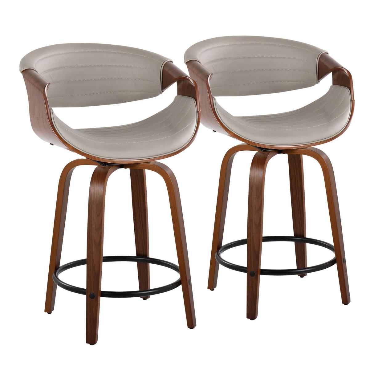Symphony - Mid Century Modern Fixed Height Counter Stool With Swivel With Round Footrest (Set of 2) - Furniture Home Direct