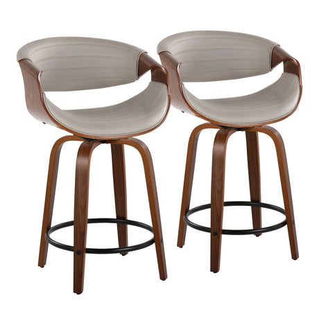Symphony - Mid Century Modern Fixed Height Counter Stool With Swivel With Round Footrest (Set of 2) - Furniture Home Direct