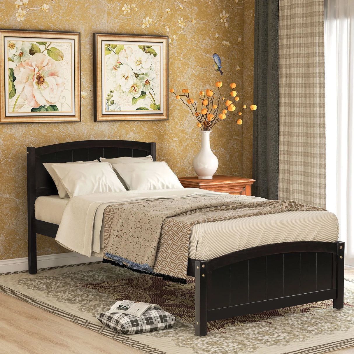 Platform Bed & Headboard, Footboard And Wood Slat Support - Furniture Home Direct