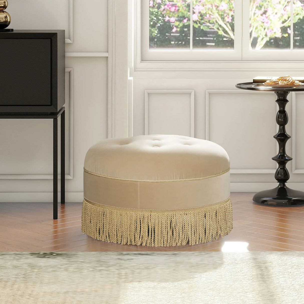 Yolanda - Round Upholstered Accent Ottoman - Furniture Home Direct