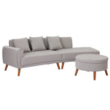 107 Inch Contemporary Sofa With Round Storage Ottoman Grey - Furniture Home Direct