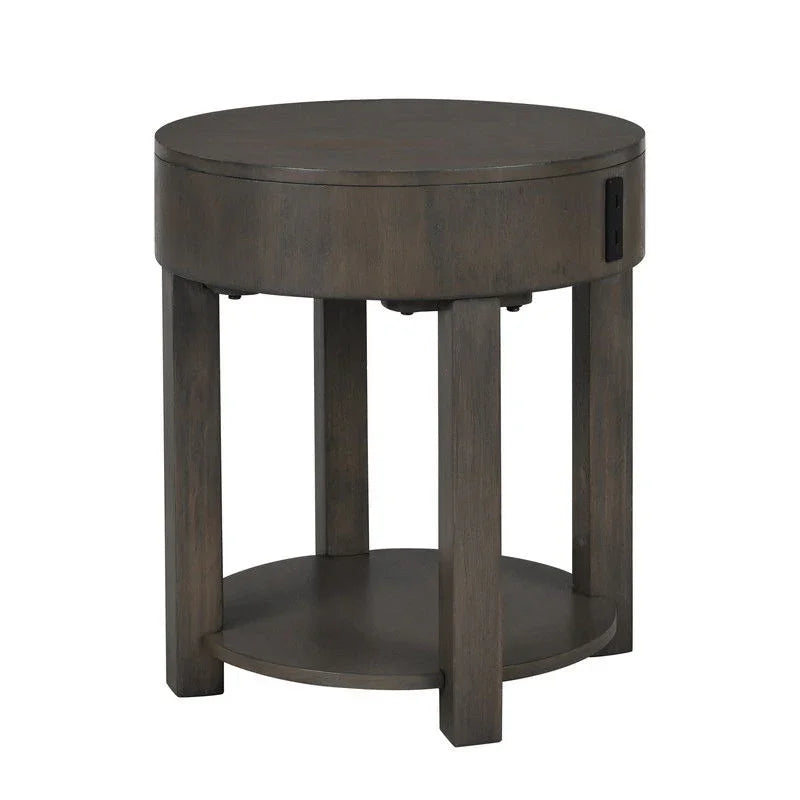 Jonah - MDF End Table With USB Ports - Light Brown - Furniture Home Direct