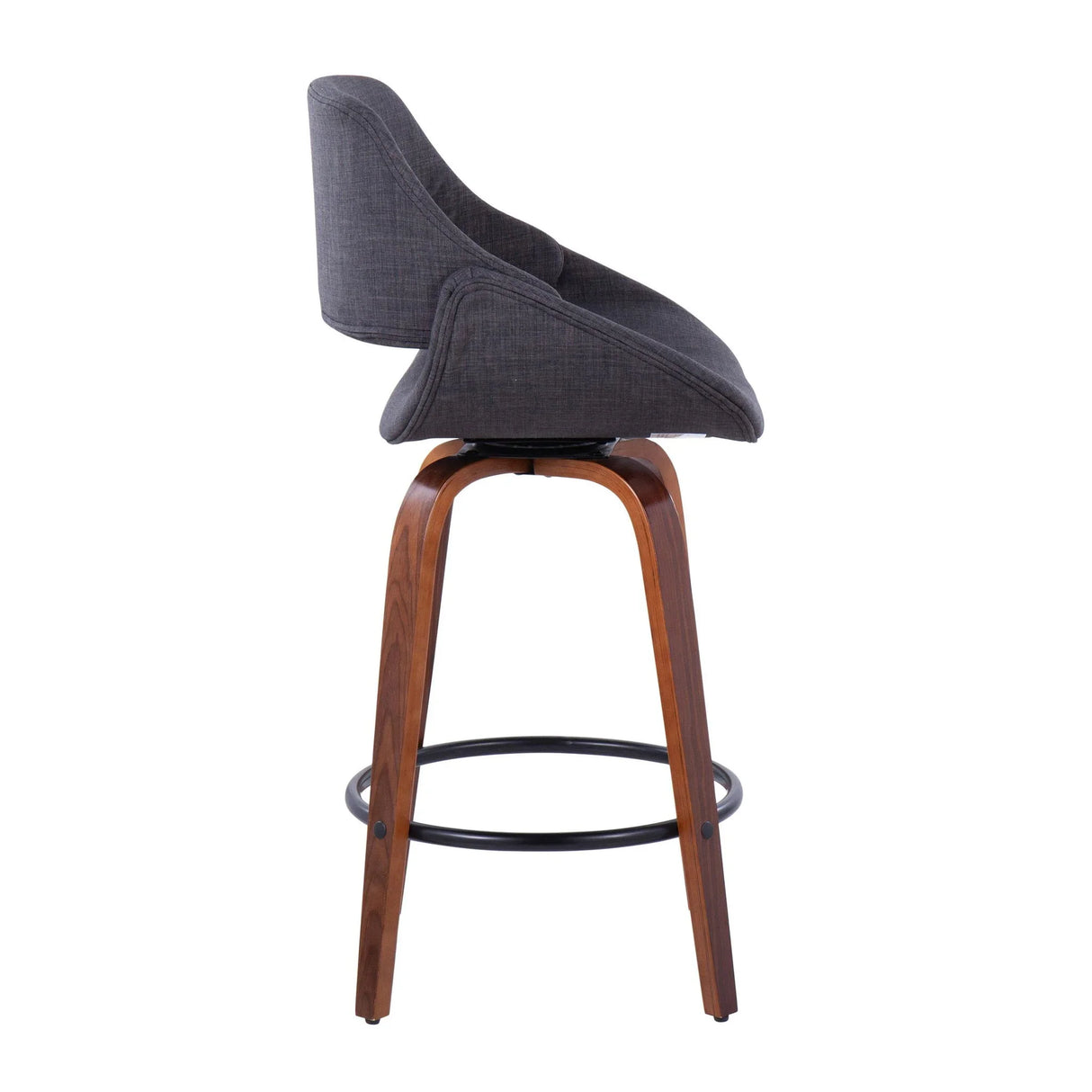Fabrico - Mid Century Modern Fixed Height Counter Stool & Round Footrest (Set of 2) - Furniture Home Direct