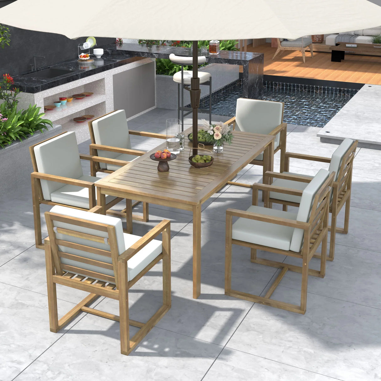 Patio Dining Set Outdoor Dining Table And Chair Set With And Removable Cushions For Patio - Furniture Home Direct