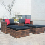 5 Piece Wicker Patio Set With Cushions - Furniture Home Direct