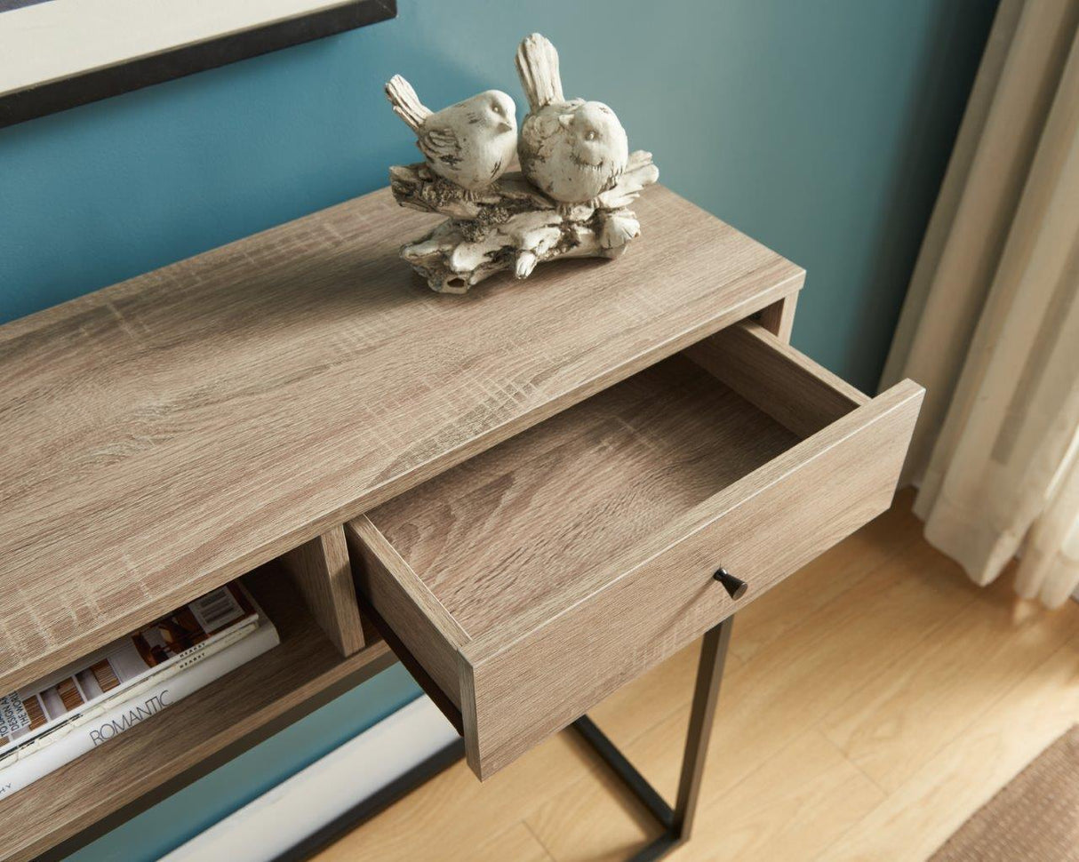 Console Table With One Drawer And Open Cubby - Brown / Black - Furniture Home Direct