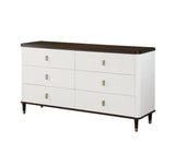 Bedroom Set Modern Wood Finish With Dark Tops White - Furniture Home Direct