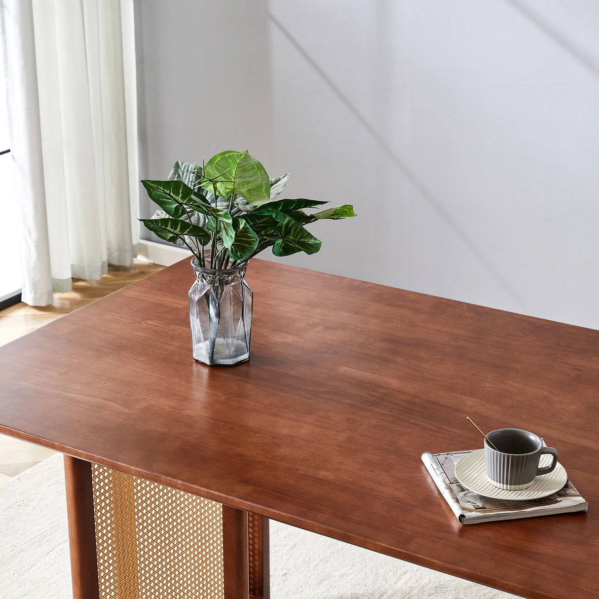 Dining Table Retro Solid Wood Rectangular Classic Walnut - Furniture Home Direct