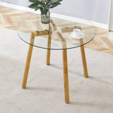 Dining Table Round Glass Top With Metal Base Finish Gold - Furniture Home Direct