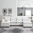 Sectional Sofa Modern U Shaped Chenille Seats 6 White - Furniture Home Direct