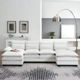 Sectional Sofa Modern U Shaped Chenille Seats 6 White - Furniture Home Direct