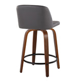 Toriano - Mid Century Modern, Fixed Height Counter Stool & Swivel And Round Footrest (Set of 2) - Furniture Home Direct