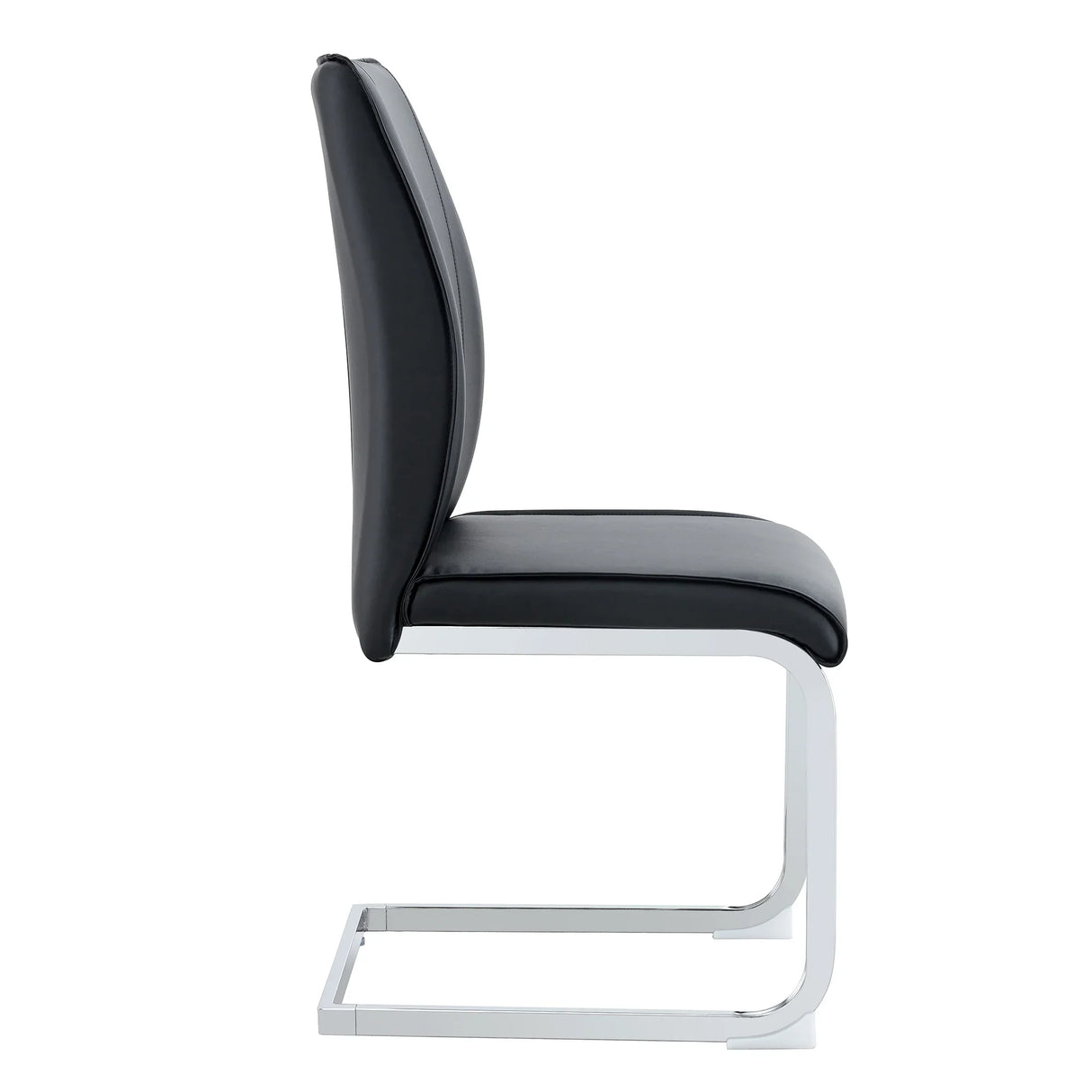 Dining Chairs Set Modern PU Leather Chrome Base Black - Furniture Home Direct