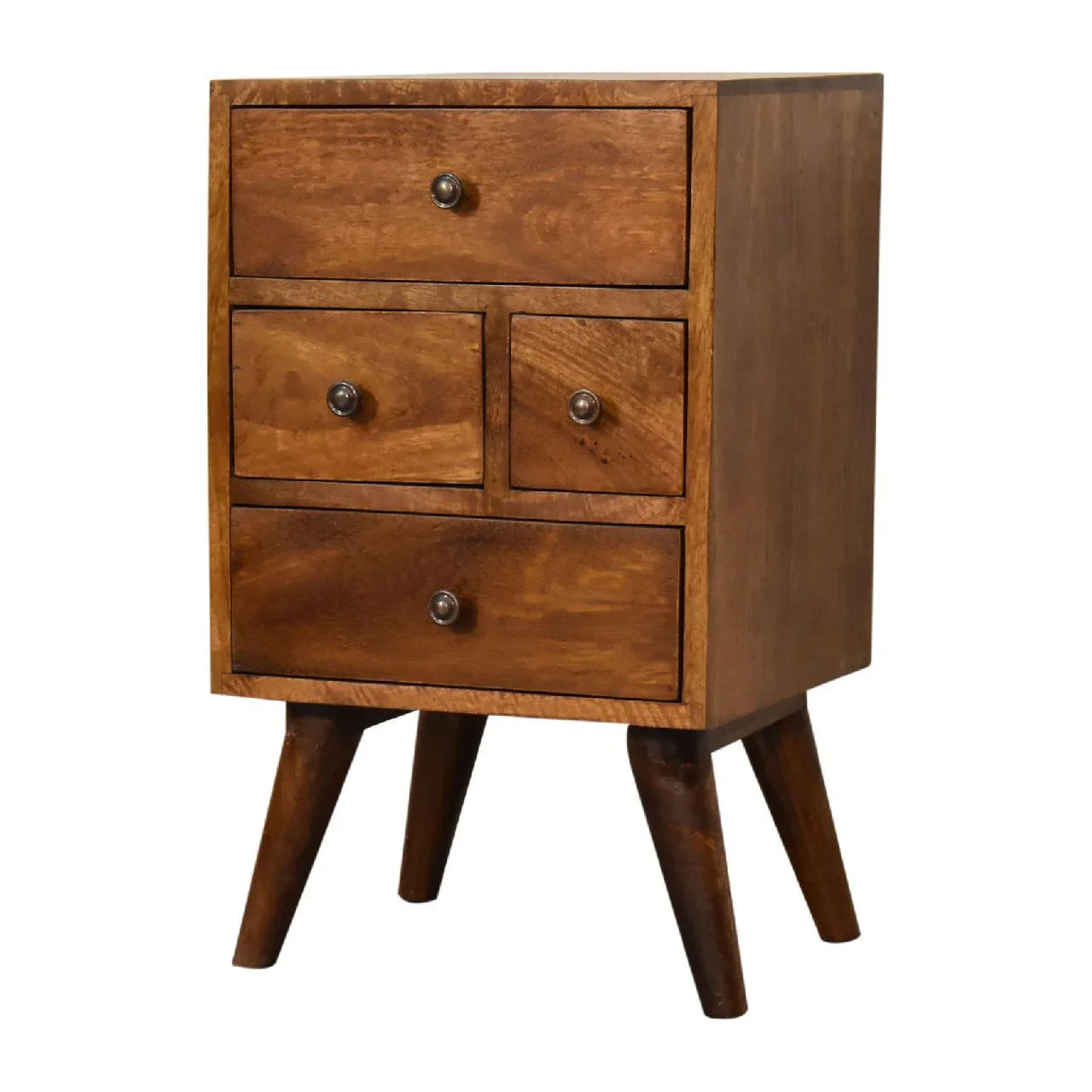4 Drawer Multi Bedside Table - Chestnut - Furniture Home Direct