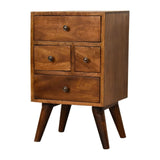 4 Drawer Multi Bedside Table - Chestnut - Furniture Home Direct