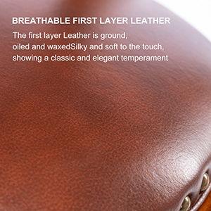 Swivel Cow Top Leather Wooden Bar Stool, 360 Degree Swivel Bar Height Chair With Backs For Home Kitchen Counter - Furniture Home Direct