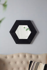 Hexagon Mirror With Natural Wood Frame, Wall Decor For Living Room Bathroom Hallway - Furniture Home Direct