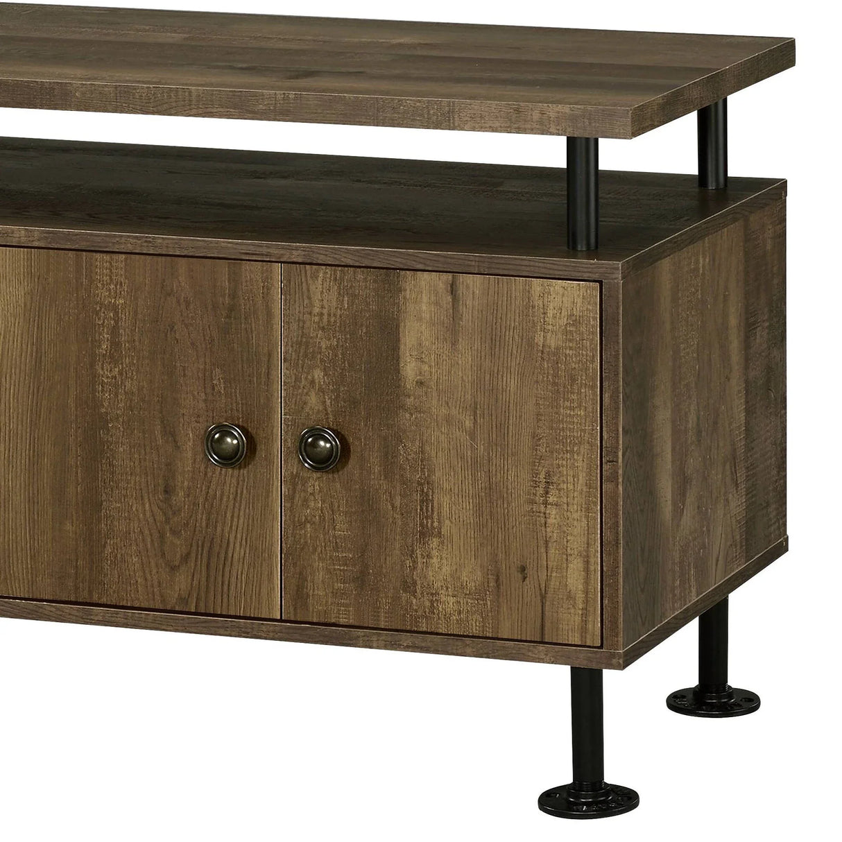 Ensata II - TV Stand - Rustic Oak / Black - Furniture Home Direct