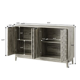 Modern Style Buffet Cabinet, Sideboard Buffet Cabinet With Storage, Storage Cabinet With 4 Diamond Shaped Relief Doors For Living Room, Dining Room, Entryway, Hallway, Kitchen - Gray - Gray - Furniture Home Direct